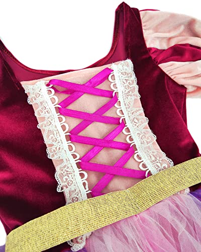 Tyhtym Rapunzel Costume Little Girls Tangled Princess Cosplay Flowers Purple Dress Up Halloween Birthday Party With Tiara Accessories (Rapunzel, 2-3T) #TOP4