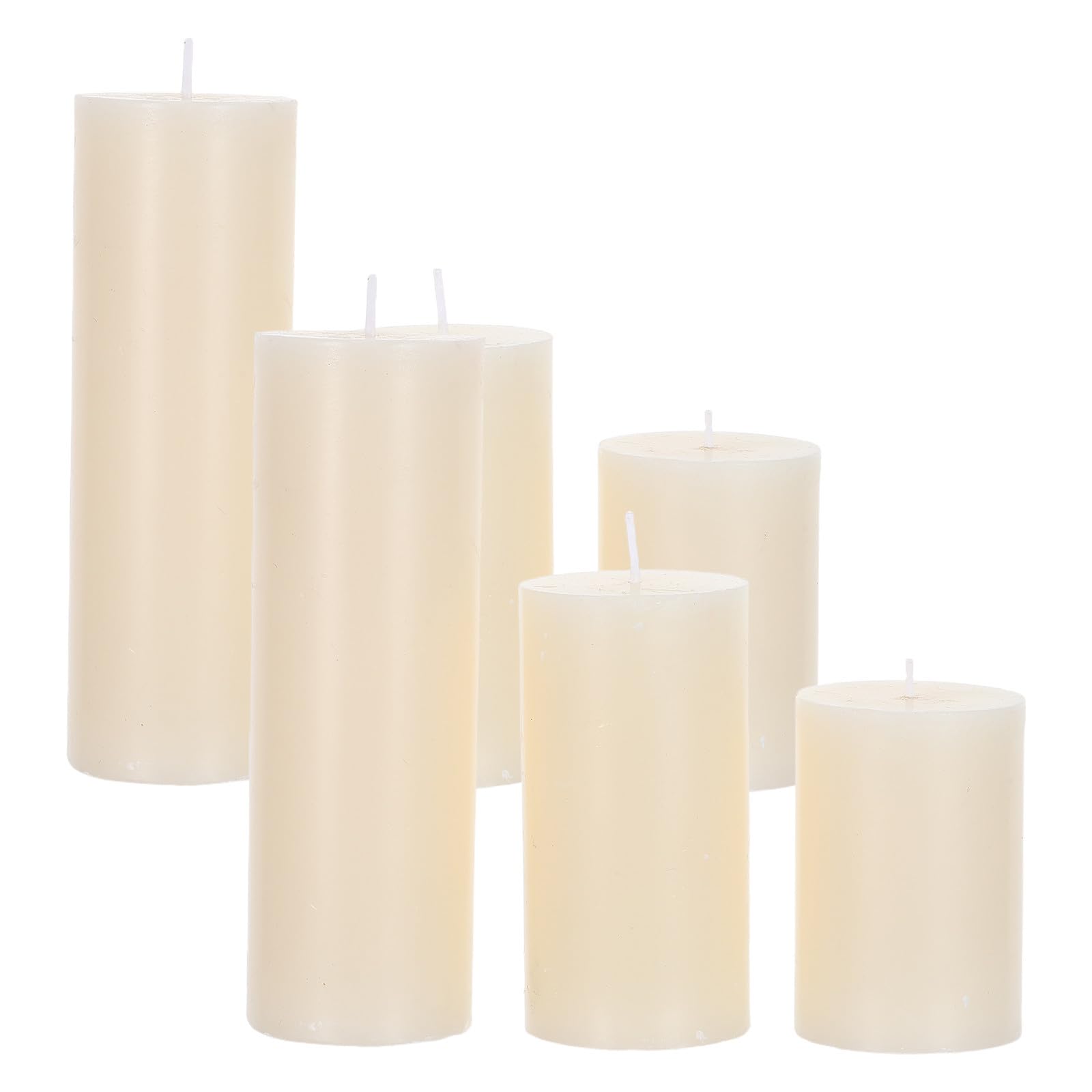 Cera Natural Velas Cilíndricas Marfil sin Aroma, 6 Piezas