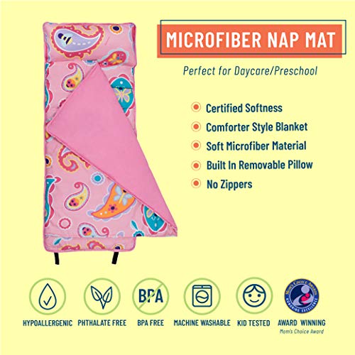 image for Wildkin Microfiber Nap Mat with Reusable Pillow for Boys and Girls, Pe