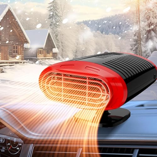 Jaaduem Chauffage de Voiture 12V, Dégivreur et Désembuage 2 en 1, Chauffage Rapide/Refroidissement Dégivrant, 150W Chauffage de Voiture avec Prise...