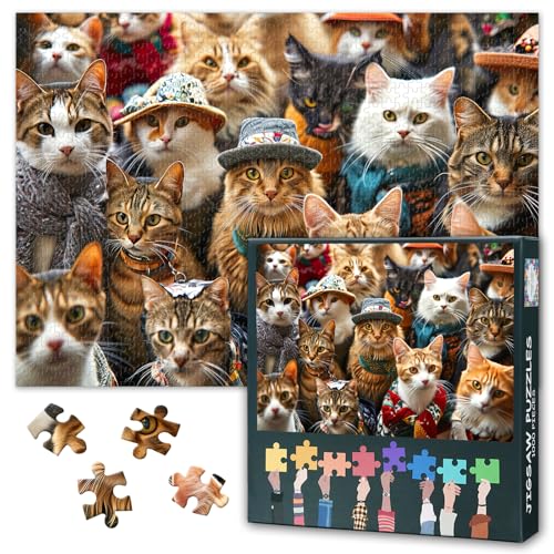 Rompecabezas de 1000 piezas de gatos, el regalo ideal de desafío intelectual de 50 x 70 cm 1