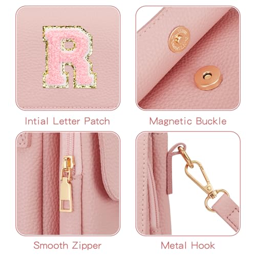 Image of Gift for Girls Small Initial Crossbody Bag for Teens Vegan Leather Cell Phone Kids Purse
