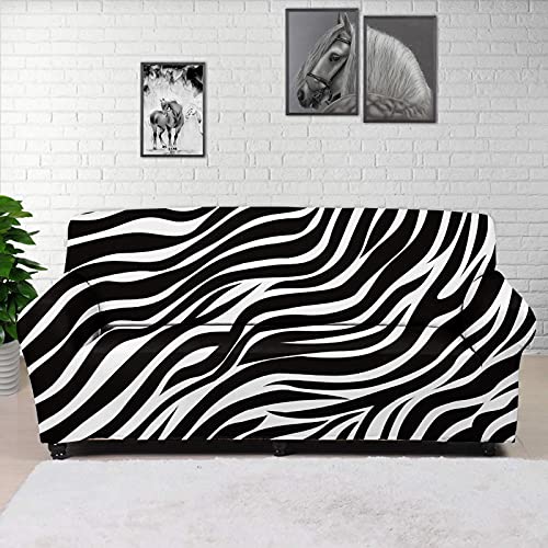 GLENLCWE Zebra Print Sofa Cover Washable Sofa Slipcover Stretch Couch Cover Protector for 2 Cushion Couch Non Slip Home Accessories