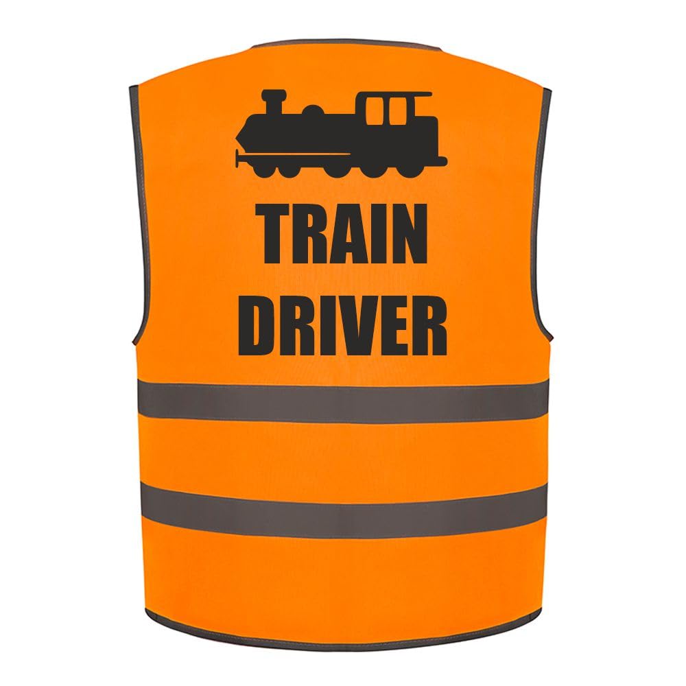 Train Driver Kids Hi Vis Vest Children's High Visibility Reflective Safety Waistcoat Fancy Dress School Road Safe, Add child's name to the front, Personalised