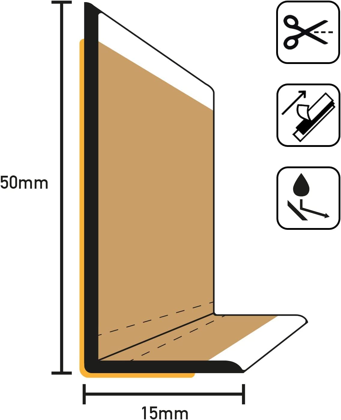 Floordirekt Oslo Plinthe souple autocollante en PVC, 50 x 15 mm, pour la cuisine, découpe individuelle, longueur 25 m, gris