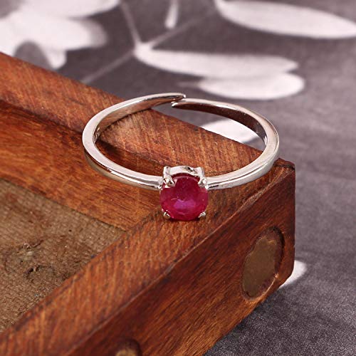 Image of Redgem 925 Silver Ring for Women Natural Ruby Pink 5 MM