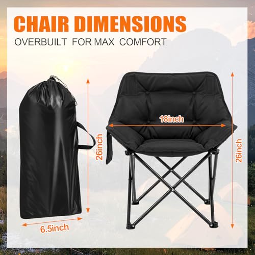 Redbaker 4 Pack Sillas de Camping Acolchadas Plegables para Adultos Soporta 400 Lbs con Bolsa de Transporte Negro miniatura 2