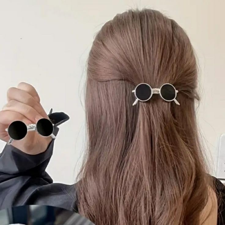 APOLLINE INDIA® 1 Pcs Vintage Sunglasses Hair Clip Retro Style Hair Accessory Cute Metal Hairpins Barrette Ponytail Holder For Women And Girls Headdress 3