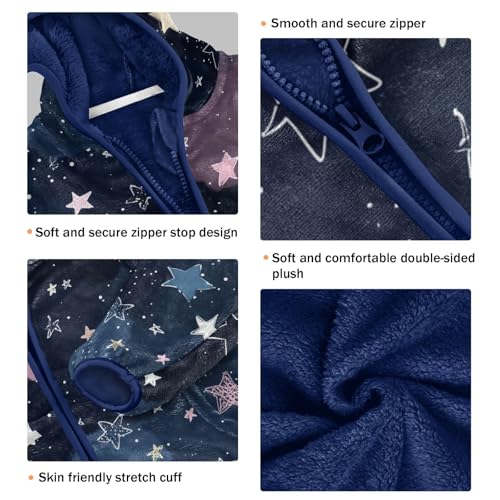 Starry Night Sky with Twinkles Toddler Fleece Jacket Girl Boys Hooded Fleece Jacket Coat Warm Outwear Zip-up 3-10T3