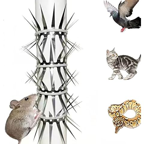 V-CHEETONG Animal Repeller Defender, Stainless Steel Sharp Blade Spikes Scarer Device,Deterrent Strips Fence for Pipes Acces Silvery Cover