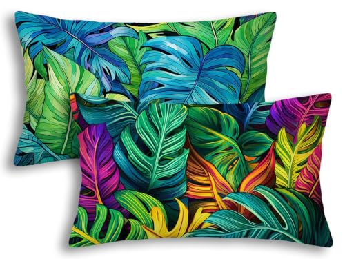 Fundas cojines exterior impermeable verde 40x80 decorativos lino juego de 2 almohada rectangular 2