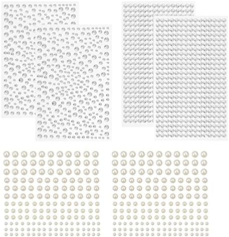 1730pcs Clear Rhinestones & Pearl Stickers Self Adhesive, TuNan Crystal Stickers Diamond Stickers Bling for Face Beauty Makeup Nail Art Cell Phone DIY Crafts