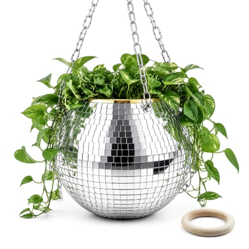 Mirror Disco Plant Hanging Planter or Tabletop Organizer, Diameter 4.72 in