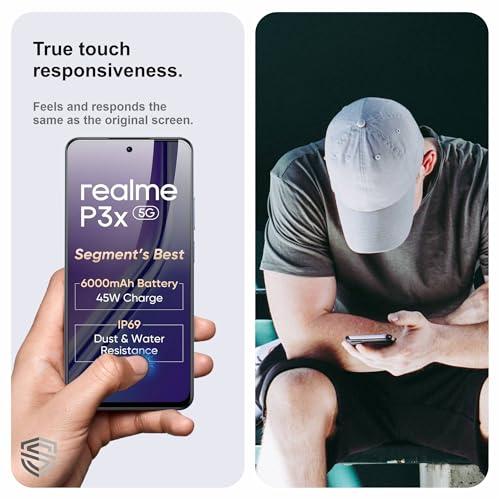 Image of Military-Grade Gorilla Tempered Glass For Realme P3x (6.72 Inch) With Installation Kit | Edge to Edge Coverage | Black