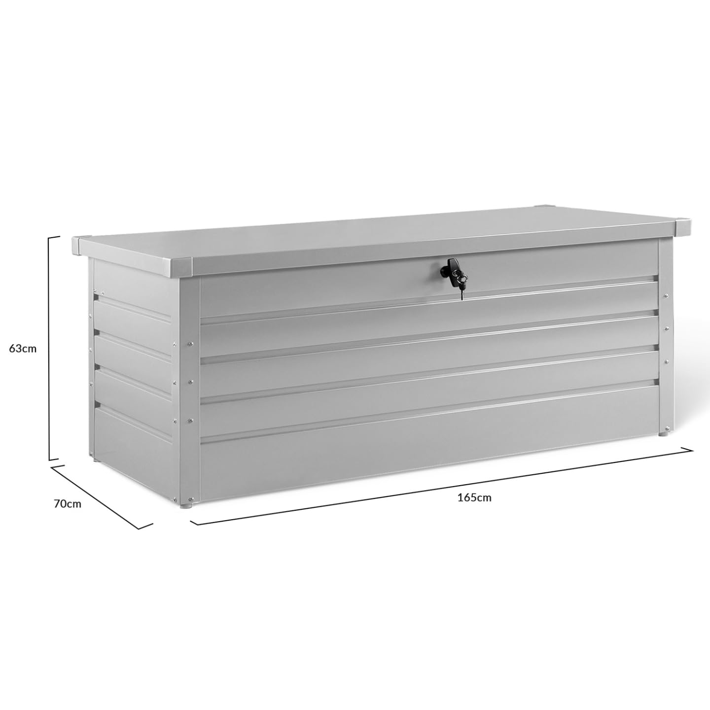 IDMarket - Coffre de rangement métal verrouillable gris clair pour jardin 600L 165x70x63 cm