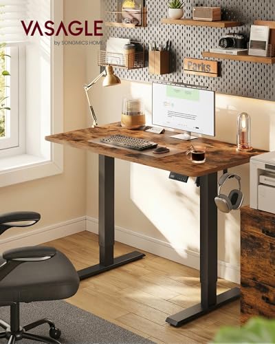 VASAGLE Escritorio Eléctrico Ajustable en Altura, Escritorio para Ordenador, Recordatorio de Sedentarismo, Función de Memoria con 4 Alturas, para Oficina, 100 x 60 cm, Marrón Rústico LSD310KD03 - imagen 2