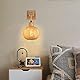 Liyabber Vintage Innen Wandleuchte, E27 Retro Holz Wandlampe mit Rattan Lampenschirm, Käfig Wandlampe für Wohnzimmer, Schlafzimmer, Flur, Esszimmer, Max 60W (Ohne Glühbirne)
