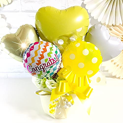 【イエロー】選べるメッセージ お祝い バルーンギフト【エムズバルーン】【mzballoon】バルーン 風船 記念日 卓上バルーン バルーンアレンジメント ハート ギフト プレゼント 発表会 出産祝い 結婚祝い 誕生日プレゼント (Happyanniversary/記念日・お祝い)