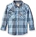 Levi's Big Boys Barstow Western Plaid Shirt, Dress Blues, Medium