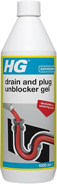 HG Drain & Plug Unblocker Gel, Effectively Removes Blockages & Cleans Blocked Drains Fast, for Unblocking Waste Pipes in Shower Trays, Sinks or Toilets, Anti Splash - 1 Litre (540100106)