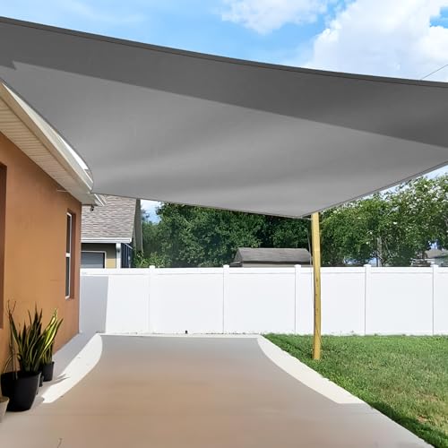 TANG 12'x16' Sun Shade Sail Rectangle Sunshade Canopy UV Block Shade Cloth Pergola Cover for Outdoor Patio Garden Gazebo Deck, Grey