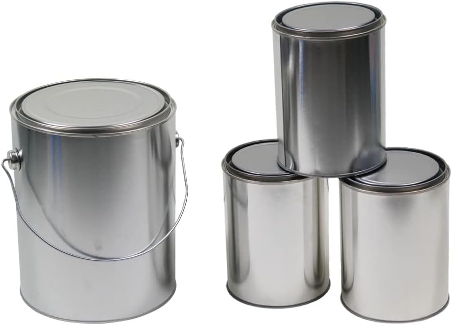 4 PCS Empty Paint Can, 1 of 4L, 3 of 1L Round Tinplate