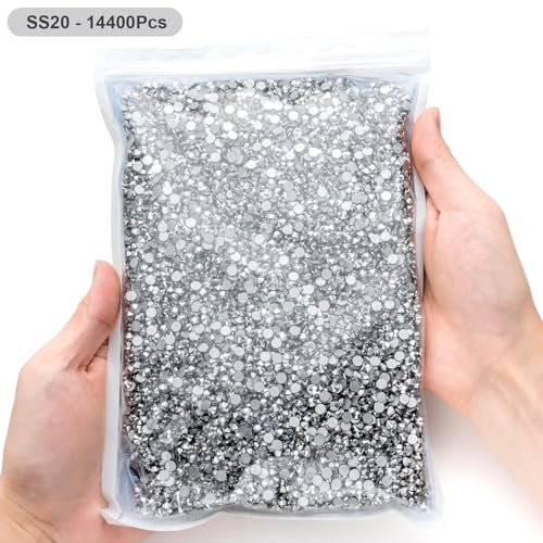 Image of Flatback Rhinestones Bulk, 14400PCS Silver Rhinestones for Clothes DIY Decoration Crafts, Silver, SS20, 4.6-4.8mm