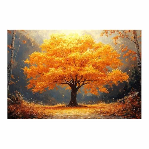 Poster animal mignon arbre orange déco salon moderne grand format 70x100cm