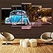 Produktbild LVQIANHOME Leinwanddrucke Leinwand Wandkunst Bilder Wohnzimmer Gedruckt Poster 5 Stücke Volkswagen Käfer Auto Gemälde Moderne Wohnkultur-Gerahmt