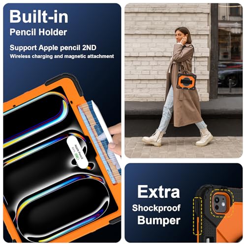 Coque silicone iPad Pro 13 antichoc dotée d'un support rotatif 360 ajustable