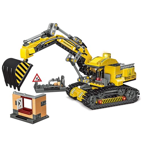 WOMA C0621A Jeu de Construction 2 en 1 « City Builder » avec Chenille et excavatrice, Jeu de Construction éducatif pour Enfants de 6 Ans et Plus