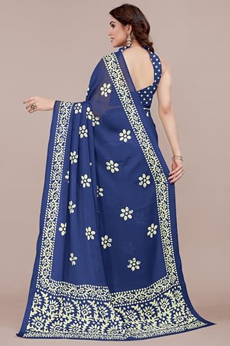 Image of MIRCHI FASHION Saree for Woman Chiffon Batik Printed | Lightweight Daily Wear Women's Office Sari with Blouse Piece (Available in 40 Colours)