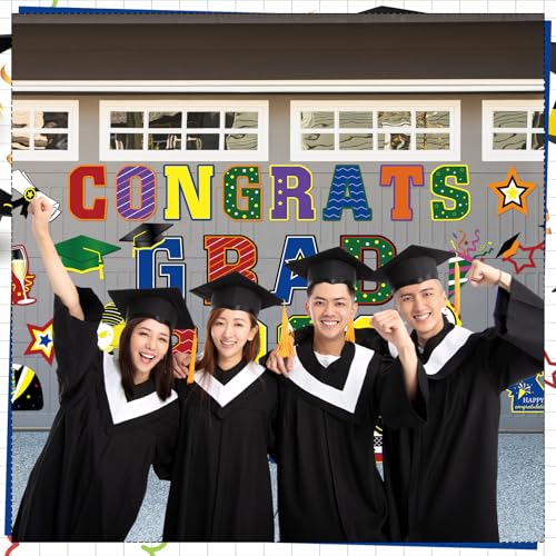 Image of Landhoow 30 Pcs Graduation Car Magnets 2026 Senior Graduation Car Decoration Bumper Sticker Congrats Grad Magnet Magnetic Refrigerator Decal for Grad Parade Party Supplies(Colorful)