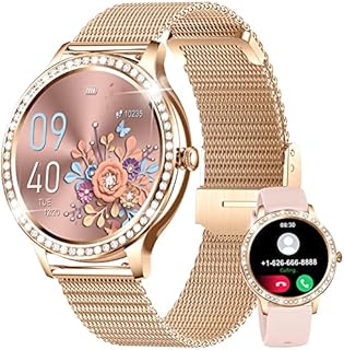 LIGE Smartwatch Damen, Smartwatch mit Telefonfunktion 1.32'' Zoll Voll Touchscreen Fitnessuhr Damen mit SpO2 Herzfrequenz 20 Sportmodi, IP67 Wasserdicht Smart Watch Kalorien Tracker Android iOS Gold
