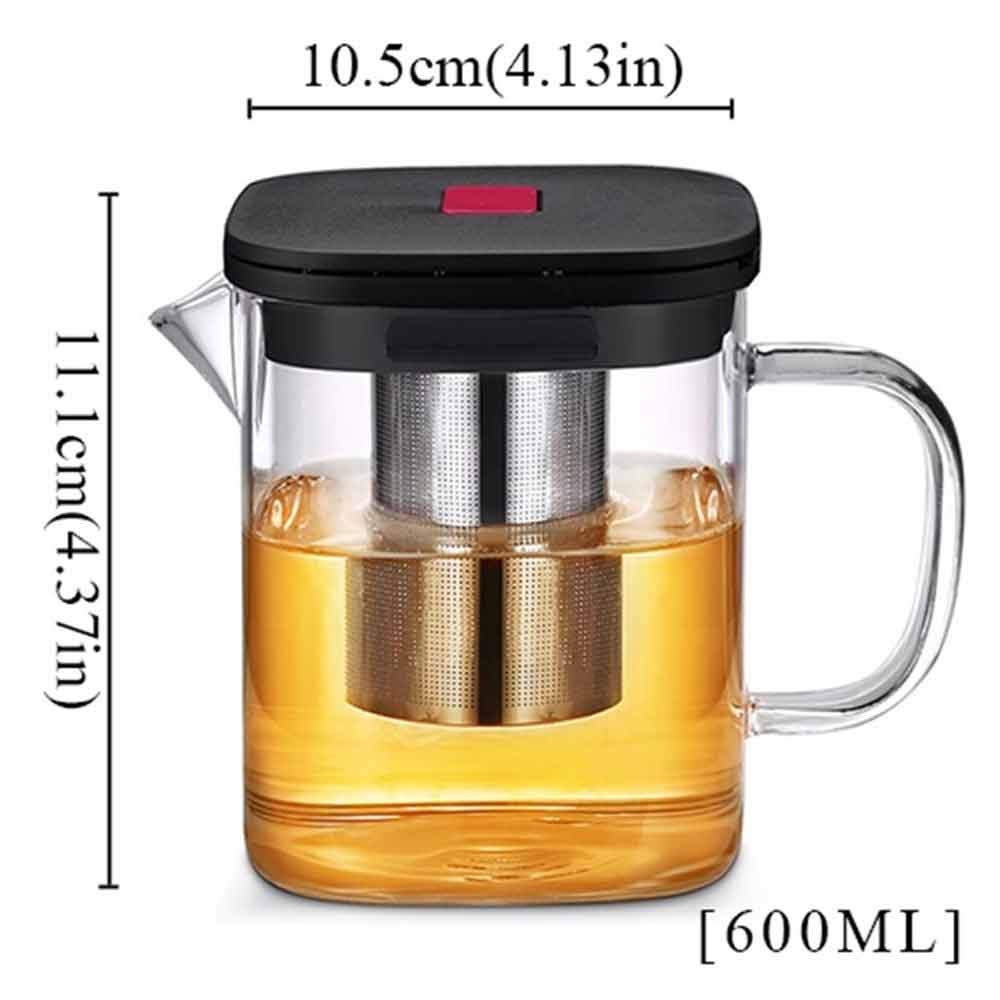 Teteras de Vidrio Tetera Tetera Cuadrada de Vidrio Transparente con infusor de Acero Inoxidable Colador de té Calor Juego de Tetera Teteras de Vidrio Teteras