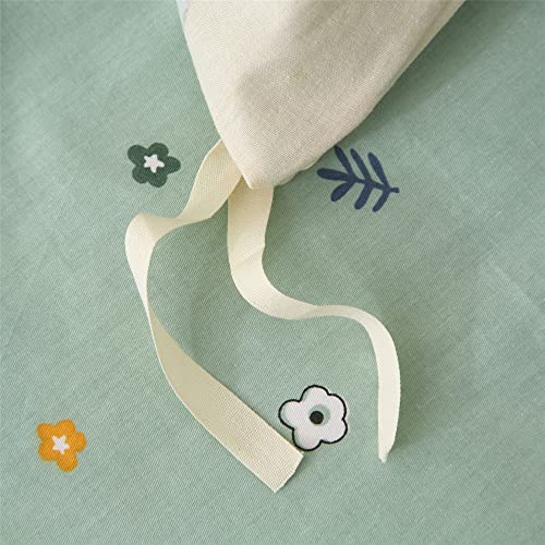 Pinkmemory Queen Duvet Cover Garden Floral 100% Cotton,Reversible Light Yellow And Green Flower Pattern Bedding Duvet Cover Set Full Queen With Pillowcases Soft Durable Zipper-No Comforter Insert #TOP7