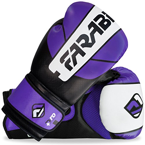 Farabi Sports Boxing Gloves Training Punching Bag Kick Boxing Muay Thai Bag Gloves (Purple/Black, 14-Oz) #TOP4
