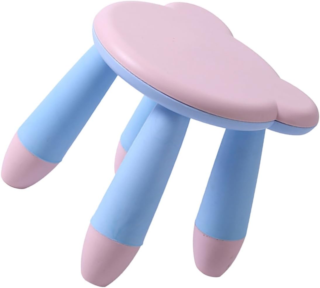 Plastic Anti-Slip Stool, Cartoon Bear Design, Thickened Non-Skid Step Stool, 1pcs Pink Footrest for Kindergarten and Home Use