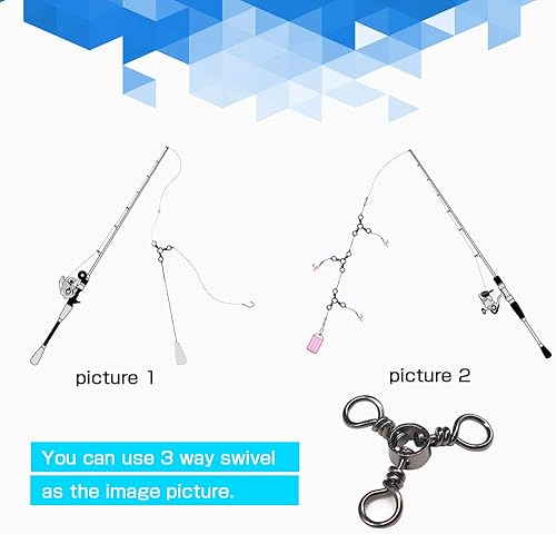 Miniatura 3 de AMYSPORTS Conector de pesca Pescado Giratorios de 3 vías de pesca Giratorio de agua salada Accesorios de aparejos de pesca Crossline Trolling Line