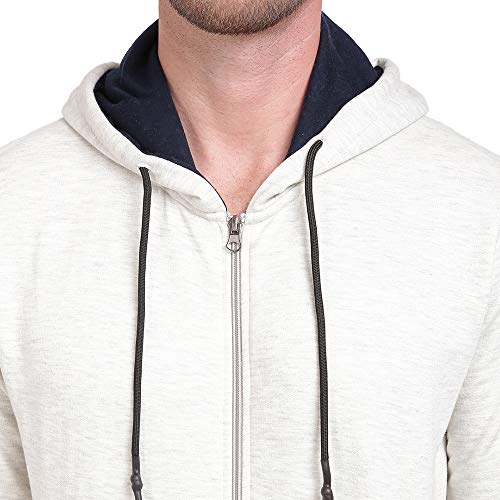 Image of Diverse Men's Cotton Hooded Neck Knitwear Sweatshirt (Off-White, Medium)