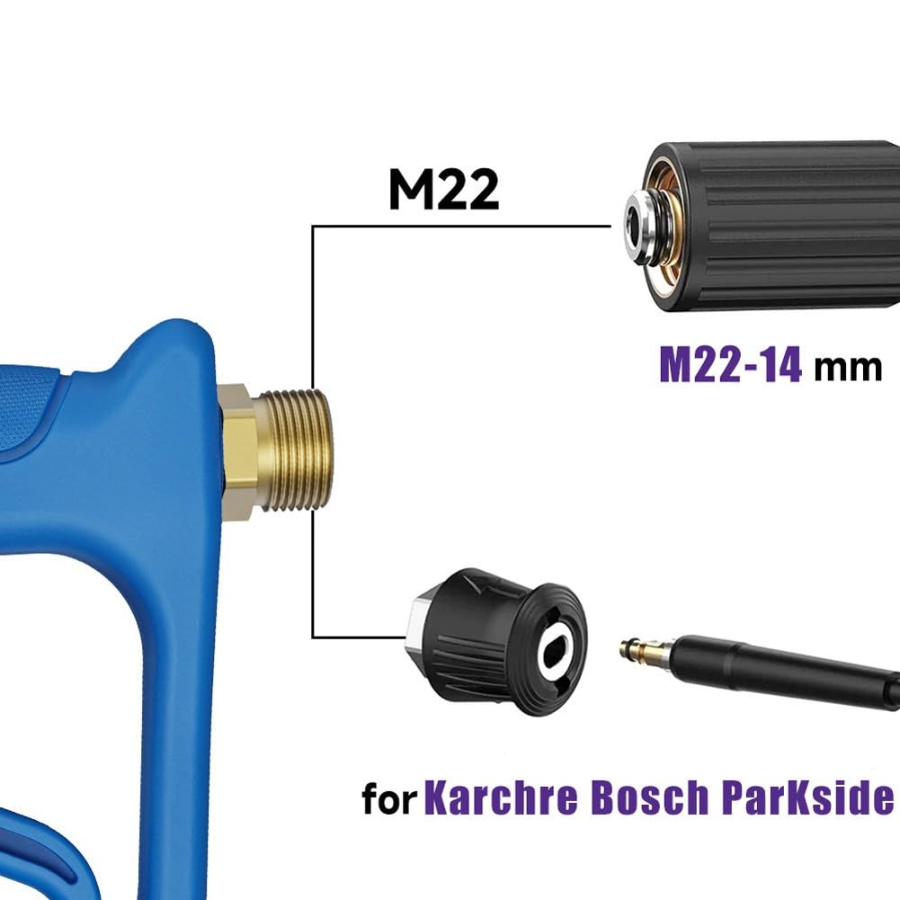Pulitore ad alta pressione, tanica per schiuma da 1000 ml, con lancia a spruzzo e 5 ugelli, ugello per schiuma regolabile, per la pulizia dell'auto e il giardino, design robusto in plastica