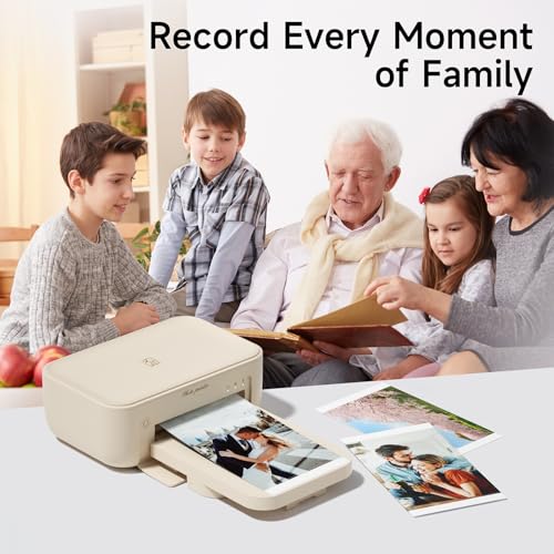 HPRT 4x6 Photo Printer with 108 Sheet Photo Paper& 2 Ribbon, Desktop Instant Picture Printer for iPhone, Smartphone, Thermal Dye Sublimation, WI-Fi Connnecting, Home Use, Beige