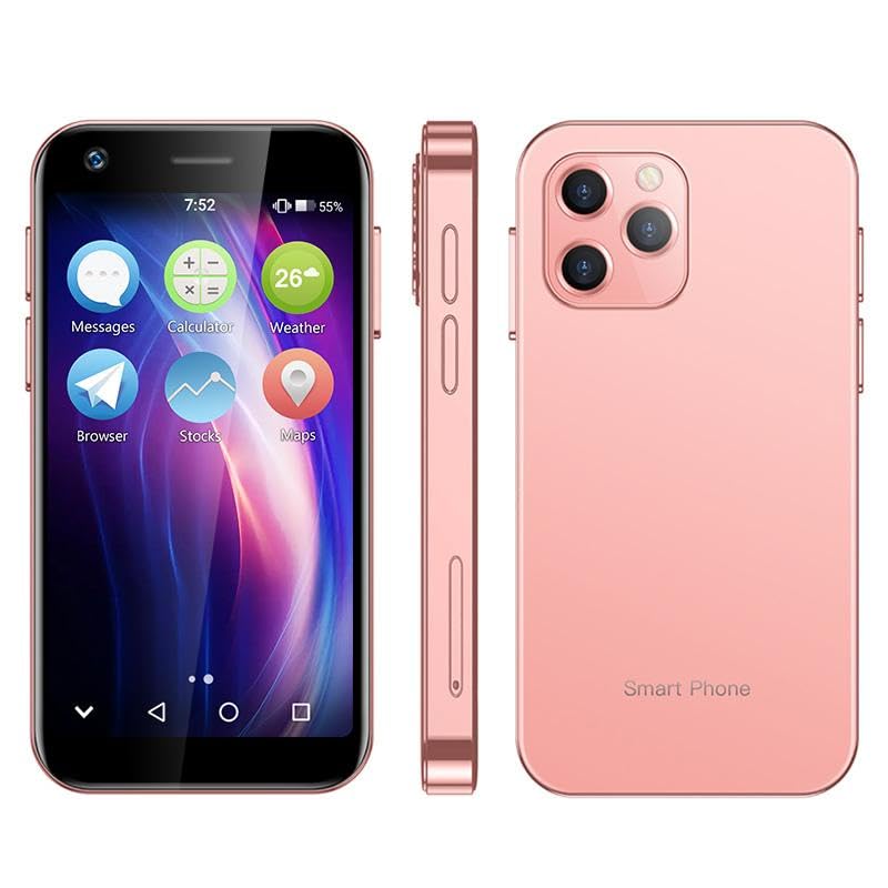 Mini Smartphone, SOYES XS12 Android 10.0 2GB RAM 16GB ROM 4G LTE Dual SIM WIFI Bluetooth Hotspot GPS Unlocked Mobile Phone (Pink)