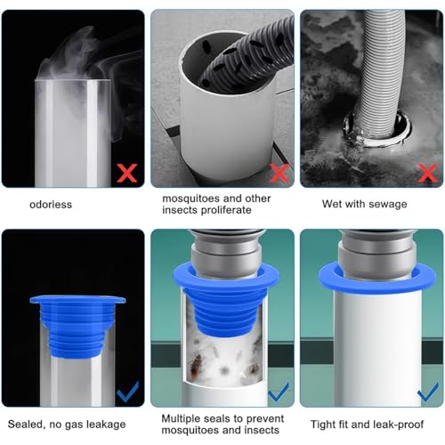 GGUFAY Waschmaschine Abfluss Adapter 4 Stück, Abflussrohrdichtung Schlauch, Gummimanschette Siphon für Abflußrohr Siphon Dichtung für Waschmaschine Badezimmer Küche Ø 47 mm