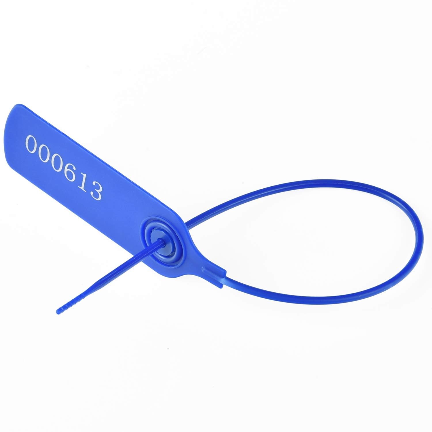 100 Pull-Tite Tags Plastic Security Seals Numbered Tamper Proof Tags Truck Safety Blue Zip Ties Self-Locking Length 300mm(9.84")