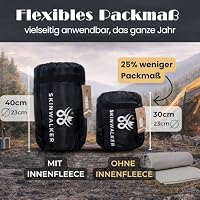 SKINWALKER Schlafsack Erwachsene mit Abnehmbarer Fleecedecke, 4Jahreszeiten - Deckenschlafsack, Schlafsack Sommer & Winter für Camping, Outdoor & Festivals – Ansicht 3