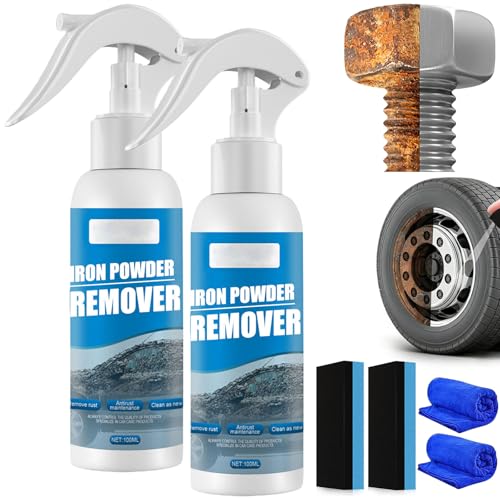 2026 New Iron Powder Remover Spray Multi-Functional Quick-Acting Rust Removal Spray Rust Remover Spray Multipurpose Rustout Instant Rust Removal Spray for Metal Tools Cars Chains (100ml*2Pcs)