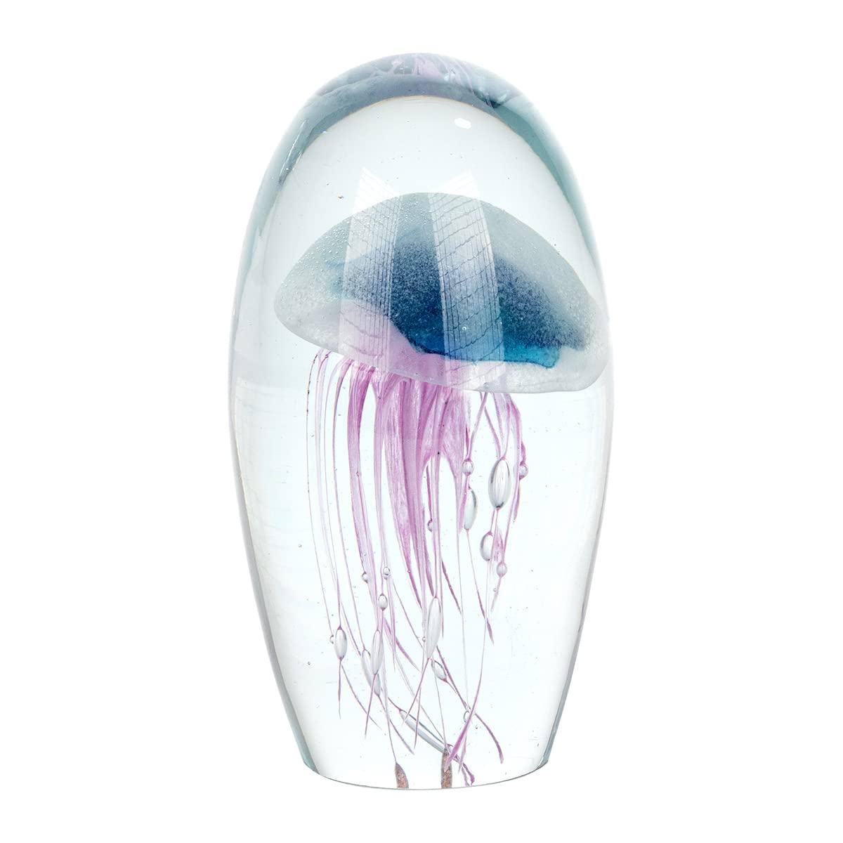 Fermacarte uovo in vetro Medusa blu lilla, brilla al buio, elegante decorazione da scrivania, per ufficio, ingresso ingresso, ingresso, 16 cm