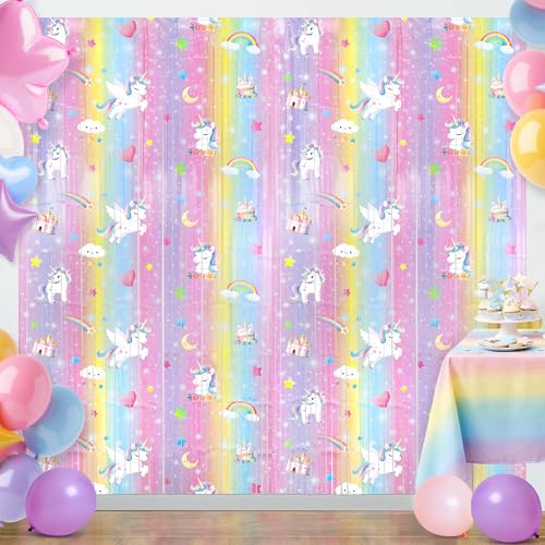 Decoración Unicornio 2Pzas Fondo 3.3X6.6Ft Morado y Rosa miniatura 1