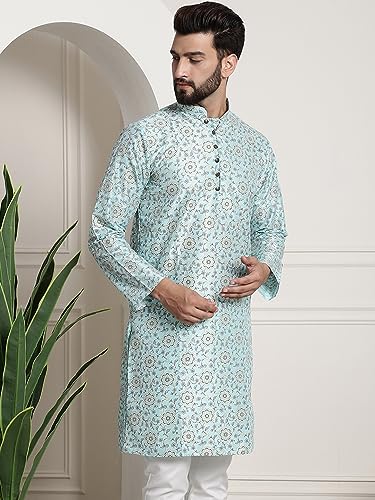 Image of SOJANYA Men's Silk Blend Kurta with Paisley Design